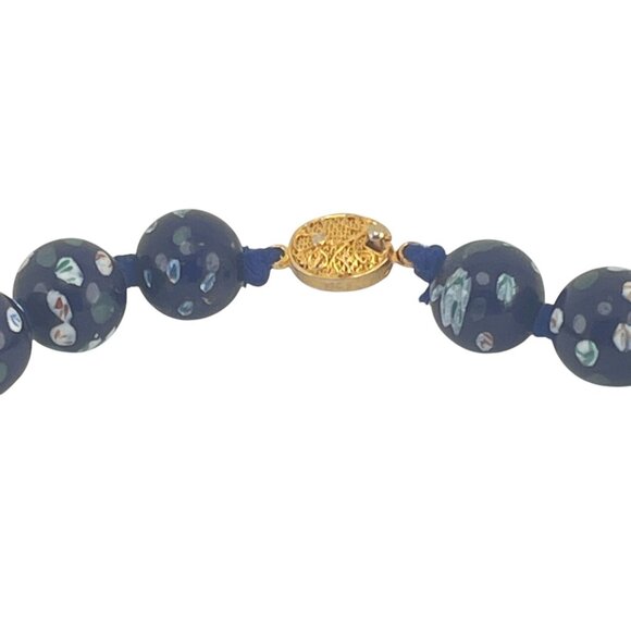 Millefiori Glass Beaded Necklace With Gold-Tone Clasp Statement Elegant - Picture 9 of 10